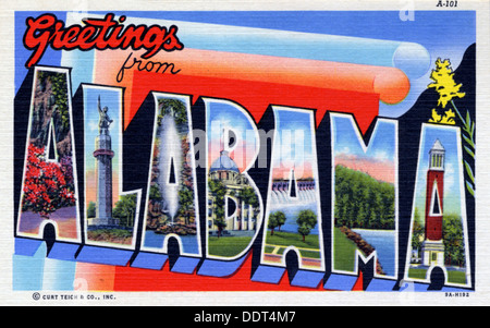 'Greetings from Alabama', postcard, 1939. Artist: Unknown Stock Photo