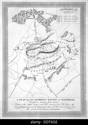 'A Plan of the Glorious Battle of Waterloo', 1815 (19th century). Artist: Unknown Stock Photo