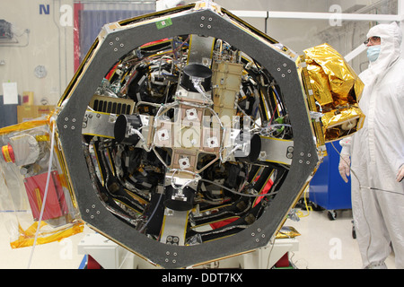 NASA's first laser communication system, demonstrated during the LADEE mission, aims to revolutionize space communications by offering high-speed data transmission to and from the Moon. Stock Photo
