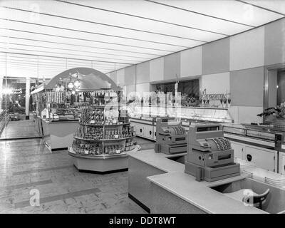 New Co-op central butcher's department, Barnsley, South Yorkshire, 1957. Artist: Michael Walters Stock Photo