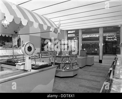 New Co-op central butcher's department, Barnsley, South Yorkshire, 1957. Artist: Michael Walters Stock Photo