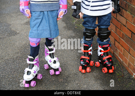 Children wearing Roller Skates Stock Photo