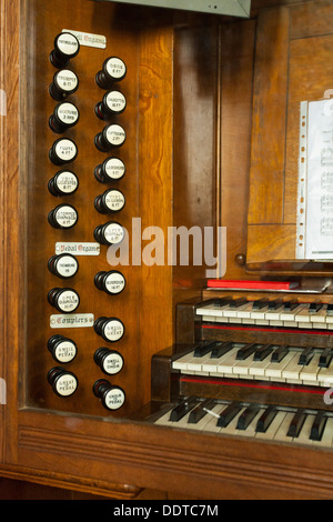 St Brigids Cathedral organ stops, Kildare, Ireland Stock Photo