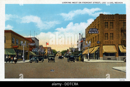 'Looking West on Fremont Street, Las Vegas, Nevada', postcard, 1932. Artist: Unknown Stock Photo