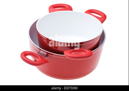 pan with ceramic coating isolated on white Stock Photo