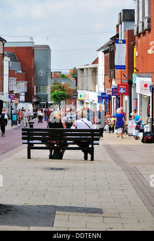 View looking down Castle Street, the main high street in Hinckley, Leicestershire. Stock Photo