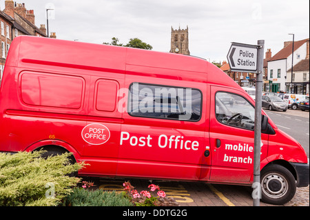 The mobile Post Office van in Bedale , North Yorkshire, England, Britain, Uk Stock Photo