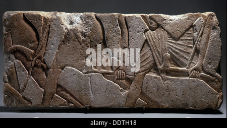 Incised block (talatat) from an Amarna temple, Ancient Egyptian, Amarna period, c1350-1334 BC.  Artist: Werner Forman