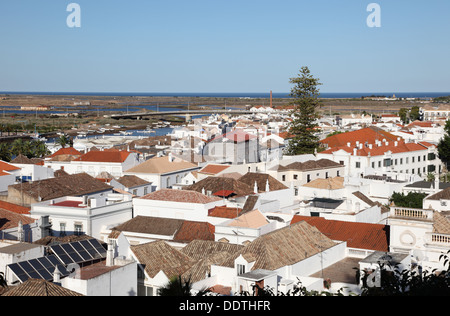 View over the old town of Tavira, Portugal Stock Photo
