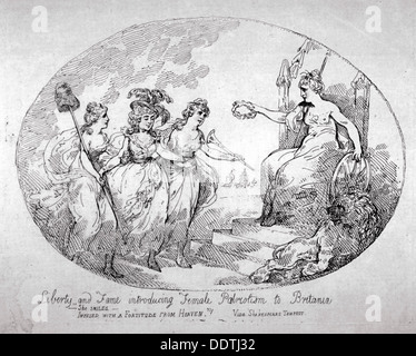 'Liberty and Fame introducing Female Patriotism to Britania', 1784. Artist: Thomas Rowlandson Stock Photo
