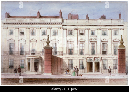 View in Lincoln's Inn Fields showing Lindsey House, Holborn, London, c1835. Artist: Thomas Hosmer Shepherd Stock Photo