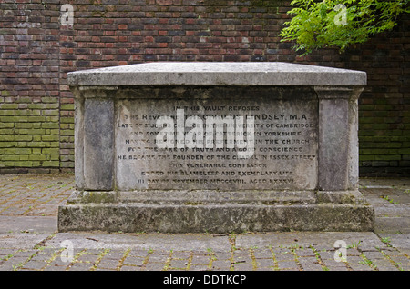 The grave of Theophilus Lindsey (1723-1808) in Bunhill Fields Burial Ground. Stock Photo