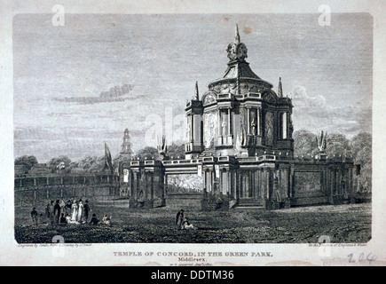 Temple of Concord, Green Park, Westminster, London, 1814. Artist: Robert Sands Stock Photo