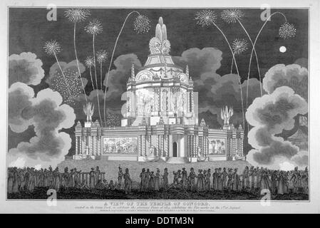 Firework display in Green Park, Westminster, London, 1814. Artist: Anon Stock Photo