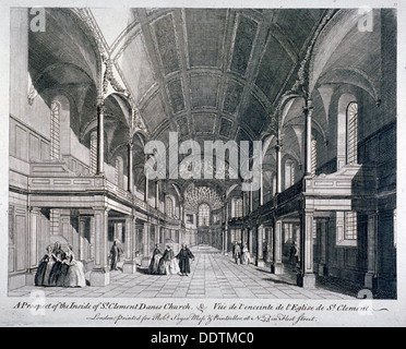 Interior of St Clement Danes Church, Westminster, London, 1751. Artist: Anon Stock Photo