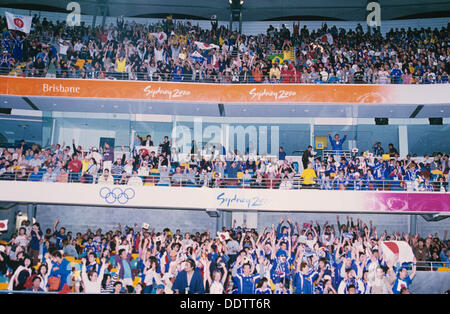 Japan fans (JPN), SEPTEMBER 20, 2000 - Football / Soccer : Sydney 2000 Summer Olympic Games, Men's Group D match between Brazil 1-0 Japan, at Brisbane Cricket Ground in Brisbane, Australia. (Photo by Koji Aoki/AFLO SPORT) [0008] Stock Photo