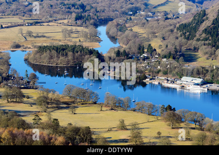 View of Lake Windermere from Gummers How in Lake District National Park Cumbria England Stock Photo