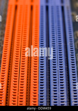 Close-up photo of orange and blue memory slot Stock Photo