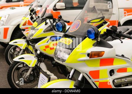 Motorcycles used to transport blood between hospitals, blood transfusion centres and GP surgeries in Northern Ireland Stock Photo