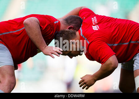 London, UK. 7th September 2013. Action from London Irish vs Saracens in the Aviva Premiership London Double Header match played at Twickenham Stadium, London. Credit:  Graham Wilson/Alamy Live News Stock Photo