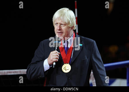 Stratford, London, UK. 7th September 2013. The Mayor of London was presented with the Paralympic order by the IPC at the Copper Box arena in the Queen Elizabeth Park at Stratford Credit: Keith larby/Alamy Live News Stock Photo