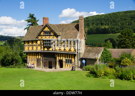 The Timber Framed Gatehouse at Stokesay Castle in Shropshire. The best preserved fortified medieval manor house in England. Stock Photo