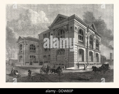 THE LENOX LIBRARY, FIFTH AVENUE, NEW YORK CITY. DRAWN BY BENJAMIN DAY, US, USA, AMERICA, UNITED STATES, AMERICAN, ENGRAVING 1880 Stock Photo