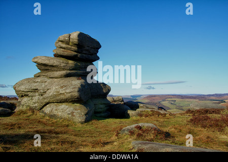 Wind Eroded Rock Formation in the Peak District Stock Photo