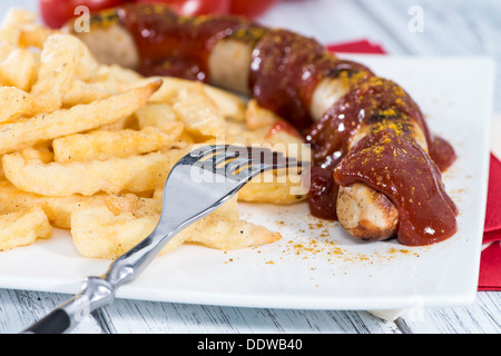 Fresh made German Currywurst photo Stock Photo