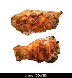 Grilled Chicken Wings Isolated On White Stock Photo