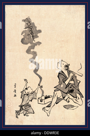 Tobae mitate ryugen sennin, Toba-e correspondence of a Chinese sage. [between 1804 and 1818], 1 print : woodcut ; 35.6 x 23.5 Stock Photo