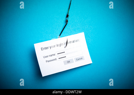 Concept of hacking or phishing a login and password with malware program Stock Photo