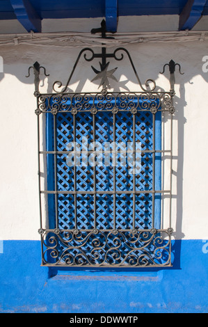 Typical window. Venta Del Quijote, Puerto Lapice, Ciudad Real province, Castilla La Mancha, Spain. Stock Photo