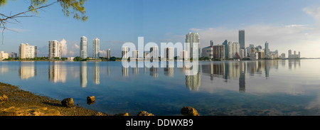 Brickell Ave. Buildings seen from Rickenbacker Causeway. Biscayne Bay. Miami. Florida. USA Stock Photo