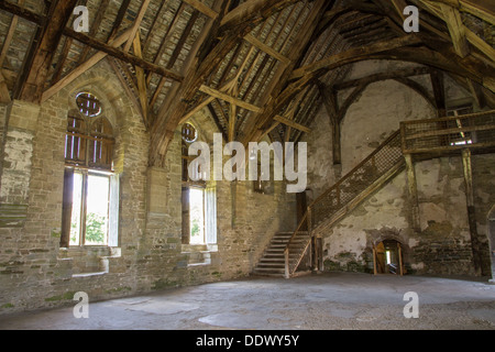 Inside the banqueting hall at Stokesay Castle in Shropshire. Stock Photo