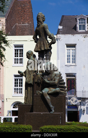 Jean Baptiste Le Moyne de Bienville statue, founder of New Orleans, New Orleans, LA, USA Stock Photo