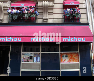 Michou cabaret, rue des Martyrs, Butte Montmartre hill, Paris, France Stock Photo