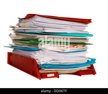 Stack on papers in in-tray Stock Photo