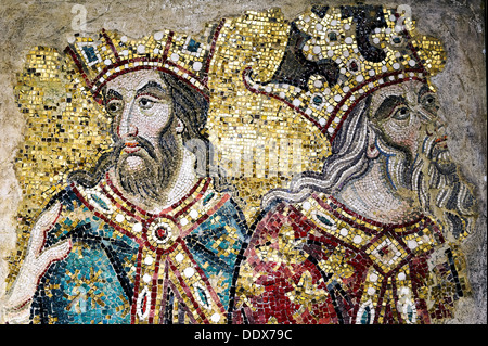 Europe. Italy. Veneto. Venice. Saint Mark's Basilica, Mosaic fragment from the Magi meeting Herod Stock Photo