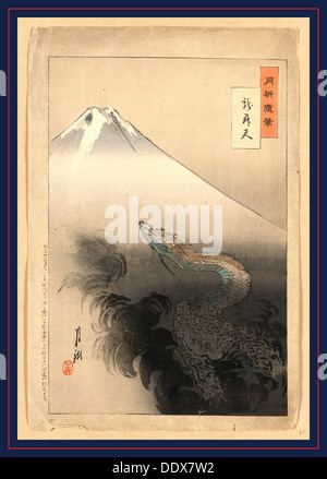 Ryu shoten, Dragon rising to the heavens. 1897., 1 print : woodcut, color ; 37.5 x 24.7 cm., Print shows a serpent or dragon Stock Photo
