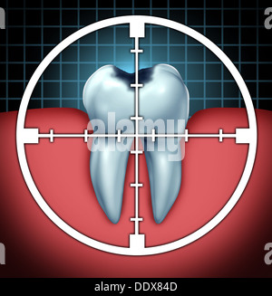 Tooth cavity close up and cavities symbol showing a magnifying glass ...