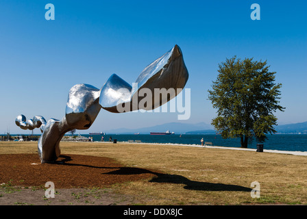 'Freezing Water #7', steel sculpture by Chinese artist Run Jen. Vanier Park, Vancouver, BC, Canada. Stock Photo