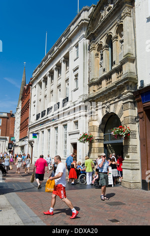 High street busy with shoppers at High Town in Hereford Herefordshire England UK Stock Photo