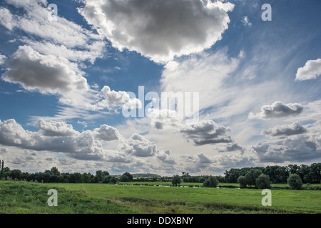 Clouds over the river Nene at Castor Stock Photo