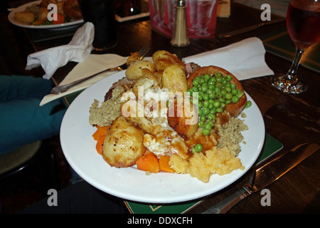 A typical english sunday roast lunch Stock Photo