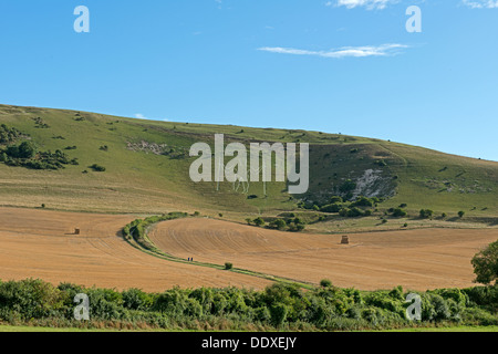 Lanscape View Of The Long Man Of Wilmington, Wilmington,East Sussex, England, Uk Stock Photo