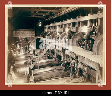 The Interior. Clean Up day at the Deadwood Terra Gold Stamp Mill Stock Photo