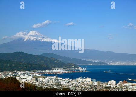 Mount Fuji and Shimizu harbor, Shizuoka Prefecture Stock Photo