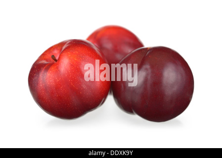 Plums, Plum, Whole Red Plums Stock Photo