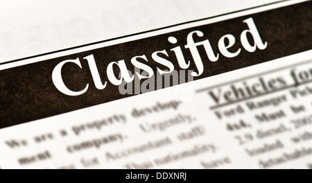 Fake Classified Ad, newspaper, business concept Stock Photo